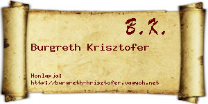 Burgreth Krisztofer névjegykártya