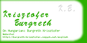 krisztofer burgreth business card
